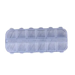 Caja de almacenamiento de plástico transparente con 12 compartimentos para joyería.