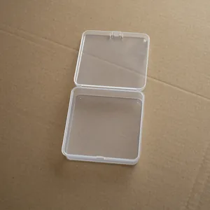 Caja de almacenamiento cuadrada de plástico PP translúcido de 10 cm con tapa articulada