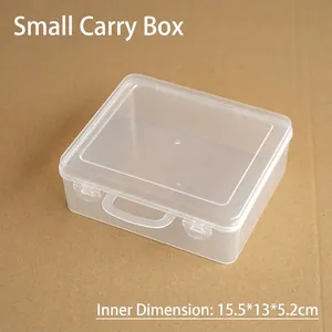 Compact clear plastic portable storage box with sturdy handle for toys and stationery
