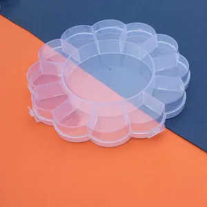 Detailansicht der 13-Fach Sonnenblumen-Transparentbox aus Kunststoff für Perlen