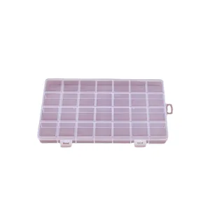 28-compartment transparent plastic storage box for jewelry beads and DIY craft organization