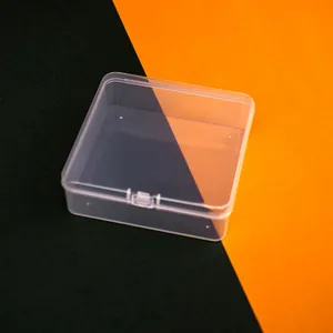 Detail of 11.5cm square transparent plastic storage box for hardware and accessories