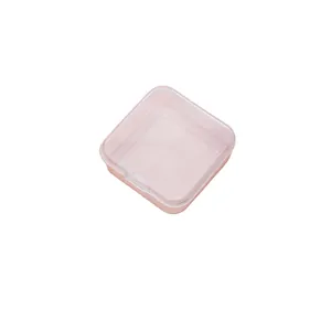 Mini 5cm square transparent PP plastic storage box with hinged lid for jewelry and parts