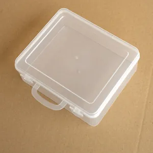 Transparent plastic storage box with handle for stationery and small toys