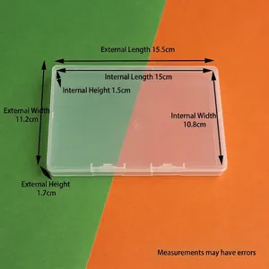 Vue détaillée montrant les dimensions exactes de la boîte de rangement rectangulaire en PP