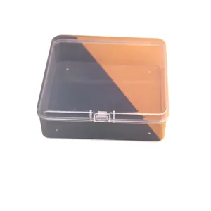 Portable 11.5cm square transparent plastic storage box with latch and dual-color divider