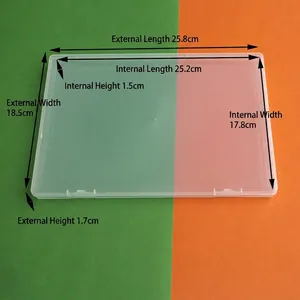 Dimensions détaillées de la boîte de rangement plate en plastique PP pour bijoux
