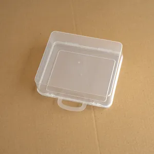 Small transparent portable storage box with handle and lid for desktop toy organization