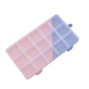 15-Compartment fixed divider plastic storage box for jewelry beads and small hardware