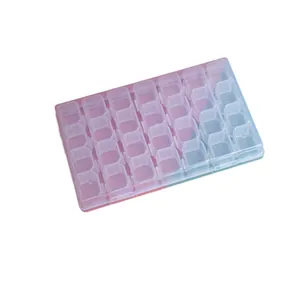 Caja de almacenamiento transparente de 28 rejillas para pintura de diamante y uñas DIY