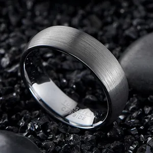 Classic 7mm wide brushed steel finish men's tungsten carbide ring with inner band engraving