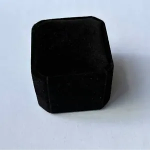 High Grade Black Velvet Ring Box Octagonal Flocked Jewelry Storage Case For Ring Earring Small Jewelry Display Box Gift Packaging Organizer