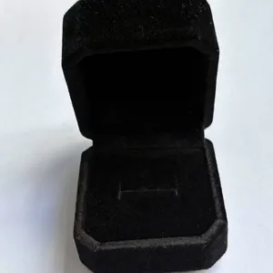 Premium black velvet octagon ring box for elegant jewelry gift display and storage