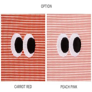 Detailed view of breathable mesh beach bag fabric in Carrot Red and Peach Pink colors
