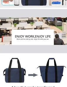 25L insulated Oxford cloth cooler bag showing expandable transformation for outdoor picnics