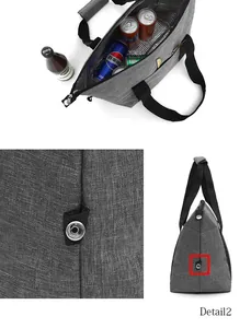 Detailed view showing the interior and metal snap buttons of 25L cooler bag