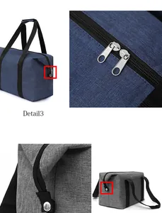 Close-up details of double metal zippers and snap buttons on 25L insulated cooler bag.