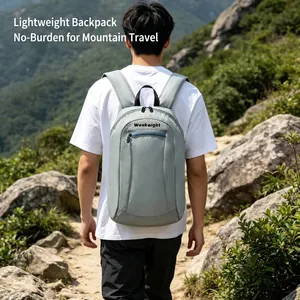 Lightweight foldable backpack for hiking and travel shown in an outdoor setting