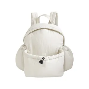 Minimalist cream white fashion backpack for students, travel, and daily commuting