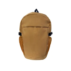 Durable brown outdoor hiking backpack with large capacity and side mesh pockets