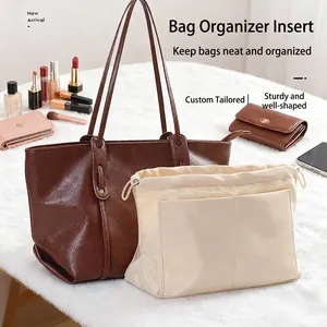 Organisateur de Sac en Tissu Oxford Multi-poches pour Sac à Main avec Cordon Rangement Maquillage Insert Liner Voyage Femme