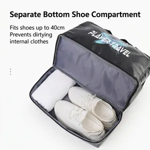 Waterproof travel bag with a separate shoe compartment for organized sports storage