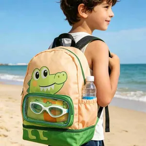 Wasserdichter Schwimmrucksack für Kinder mit Krokodil-Design für Strand und Sport