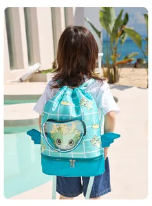Kinder wasserdichter Schwimmrucksack mit niedlichem Drachen und Trocken-Nass-Trennung