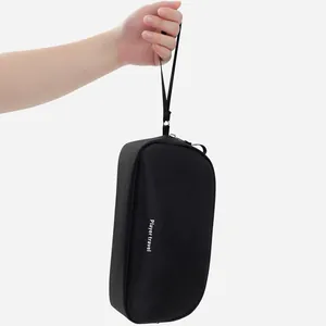 Bolsa de almacenamiento portátil negra para accesorios con correa de mano y cremallera