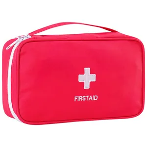 Grande trousse de premiers secours rouge portable avec logo croix pour voiture et urgence