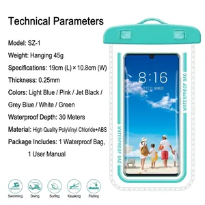 Universal transparent waterproof phone bag for swimming and drifting