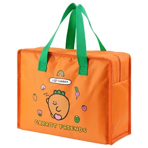 Süße orangefarbene isolierte Lunchtasche mit Karottenmotiv für Schüler und Kinder