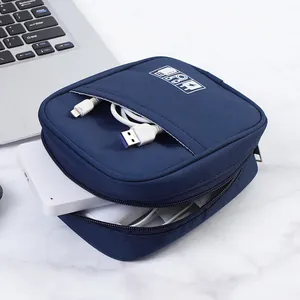 Deep blue shockproof portable electronic accessories travel organizer for cables and power banks