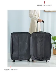 Detailed interior view of a large open travel suitcase with mesh storage compartments