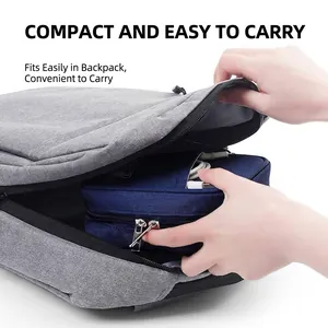 Compact shockproof digital storage bag for cables and chargers, travel organizer.