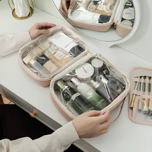 Grand sac à cosmétiques multifonctionnel avec design divisé pour voyage