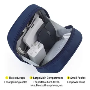 Portable shockproof digital accessories organizer bag for cables, charger, and mouse