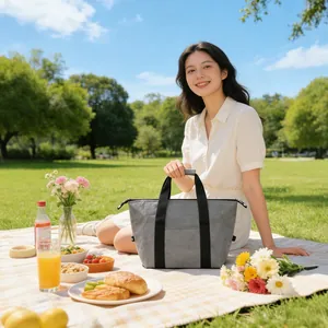 Large grey 25L insulated waterproof cooler bag for outdoor picnics and camping trips