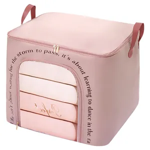 Bolsa de almacenamiento rosa de gran capacidad con ventana para ropa y mantas