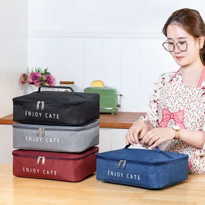 Oxford Cloth Insulated Lunch Bag Portable Rectangular Thermal Bento Bag Thickened Aluminum Foil Lunch Pouch For School Office Picnic