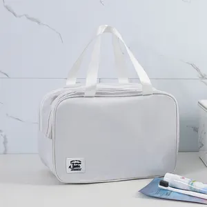 Weiße tragbare Kulturtasche mit Trocken-Nass-Trennung und Netz