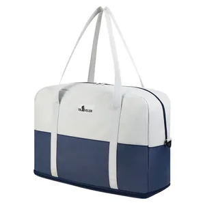 Large capacity waterproof travel duffel bag with dual-tone design and sturdy handles