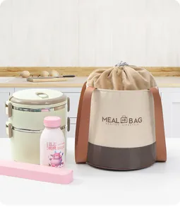 Geïsoleerde lunchtas met trekkoordsluiting en stevige handvatten voor eten