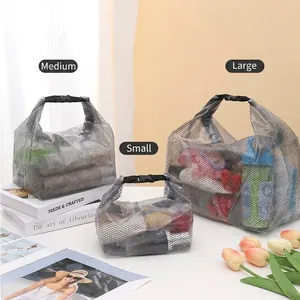 Waterproof PVC Mesh Makeup Bag Large Capacity Travel Toiletry Wash Bag Portable Beach Drifting Handbag Storage Pouch For Women