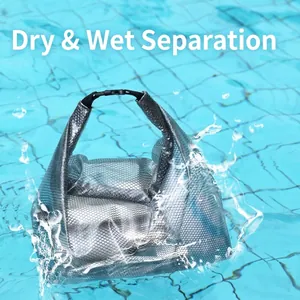 Large capacity waterproof PVC mesh wash bag for beach travel with buckle handle
