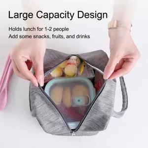 Graue isolierte Lunchtasche mit großem Fassungsvermögen und wasserdichtem Futter