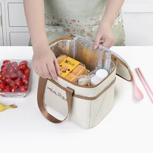 Grote geïsoleerde lunchtas met dikke aluminiumfolie voor kantoor- en schoolmaaltijden