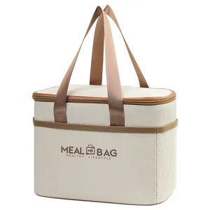 Premium geïsoleerde lunchtas in crème en bruin voor gezonde maaltijden elke dag