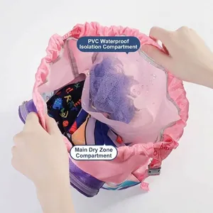 Portable dry-wet separation swimming bag with PVC waterproof compartment for kids