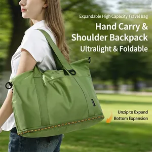 Grote Capaciteit Opvouwbare Reistas Waterdicht Oxford Doek Handtas Voor Vrouwen Duffel Bag Met Bodem Uitbreiding Bagage Tas